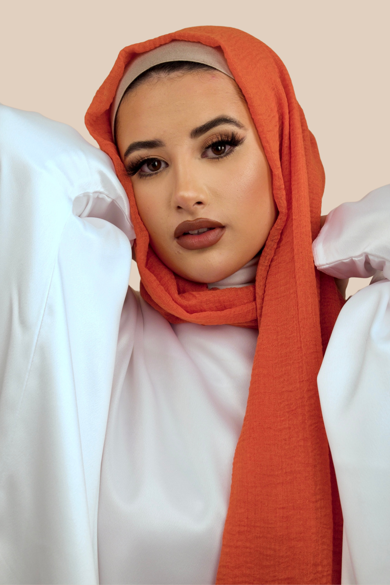 Premium Crimped Cotton Hijab | Burnt Orange - Sabaah's Boutique